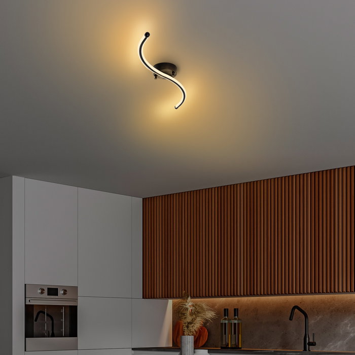 Opviq Yılan - 13278 Lámpara de araña de metal negra con LED integrado